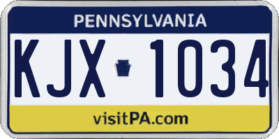 PA license plate KJX1034