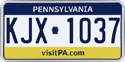 PA license plate KJX1037