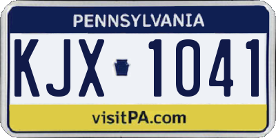 PA license plate KJX1041