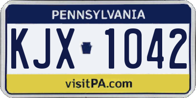 PA license plate KJX1042
