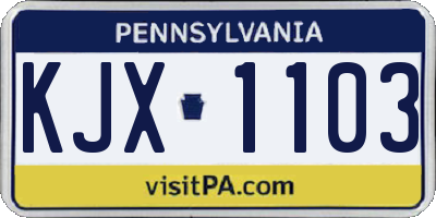 PA license plate KJX1103
