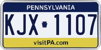 PA license plate KJX1107