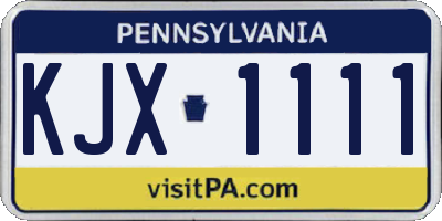 PA license plate KJX1111