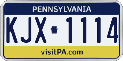 PA license plate KJX1114