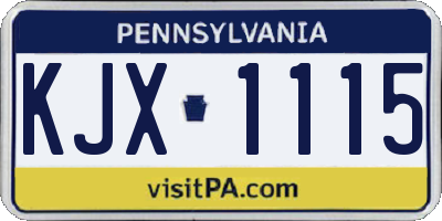 PA license plate KJX1115