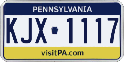 PA license plate KJX1117