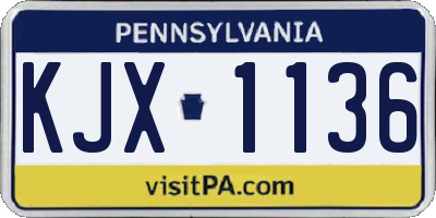 PA license plate KJX1136