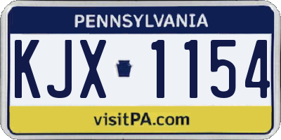 PA license plate KJX1154