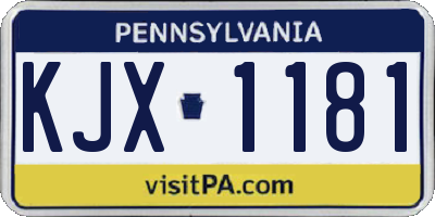 PA license plate KJX1181