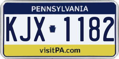 PA license plate KJX1182