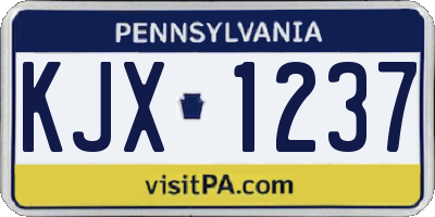 PA license plate KJX1237