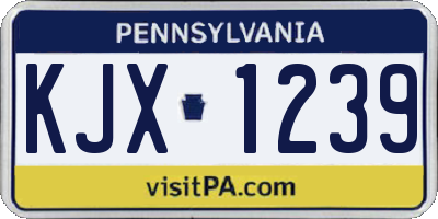 PA license plate KJX1239