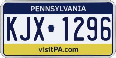 PA license plate KJX1296