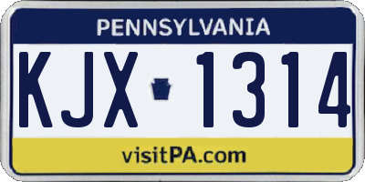 PA license plate KJX1314