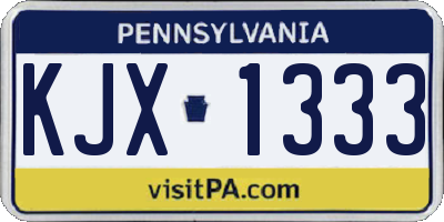 PA license plate KJX1333