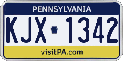 PA license plate KJX1342