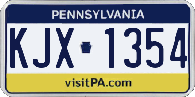 PA license plate KJX1354