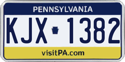 PA license plate KJX1382