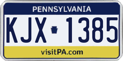 PA license plate KJX1385