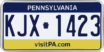 PA license plate KJX1423