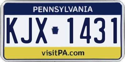 PA license plate KJX1431