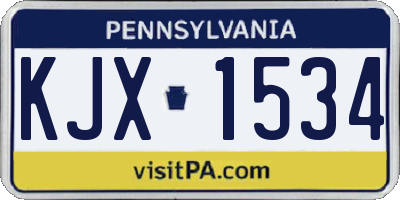 PA license plate KJX1534