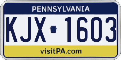 PA license plate KJX1603