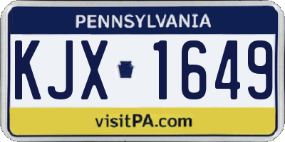 PA license plate KJX1649
