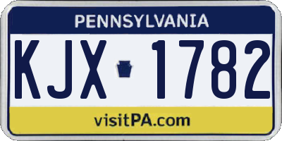PA license plate KJX1782