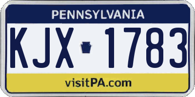 PA license plate KJX1783