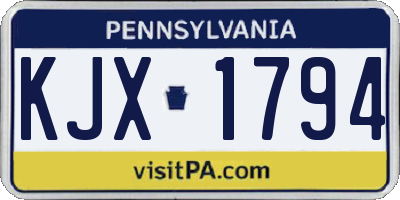 PA license plate KJX1794
