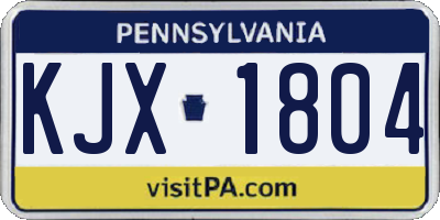 PA license plate KJX1804