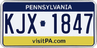 PA license plate KJX1847