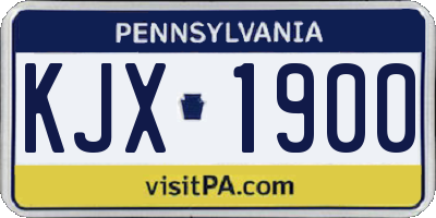 PA license plate KJX1900