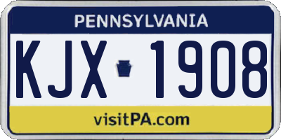 PA license plate KJX1908
