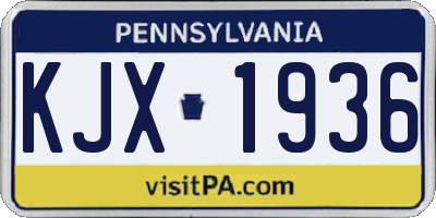 PA license plate KJX1936