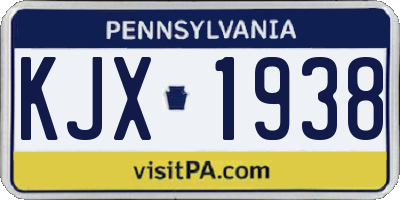 PA license plate KJX1938