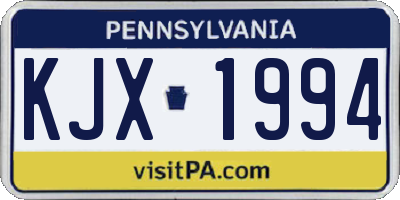 PA license plate KJX1994