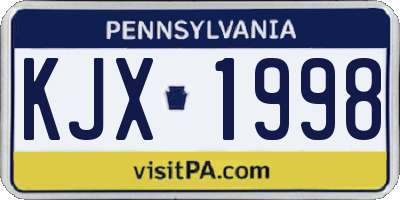 PA license plate KJX1998