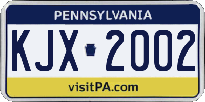 PA license plate KJX2002