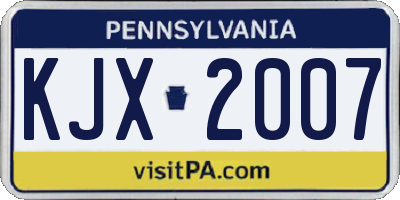 PA license plate KJX2007