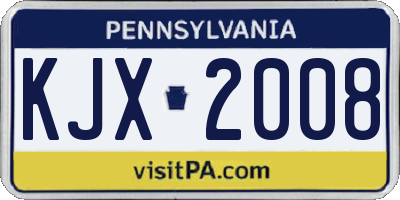 PA license plate KJX2008