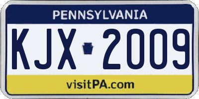 PA license plate KJX2009