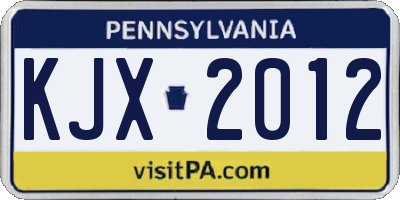 PA license plate KJX2012
