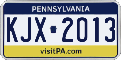 PA license plate KJX2013