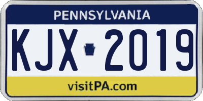PA license plate KJX2019