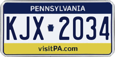 PA license plate KJX2034