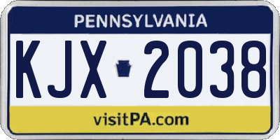 PA license plate KJX2038