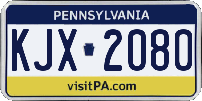 PA license plate KJX2080