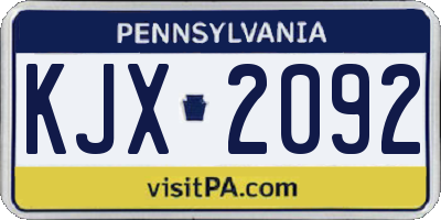 PA license plate KJX2092